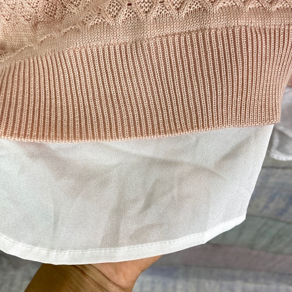 Calvin Klein Layered Crewneck Knit Sweater in Blush Pink - Picture 5 of 8